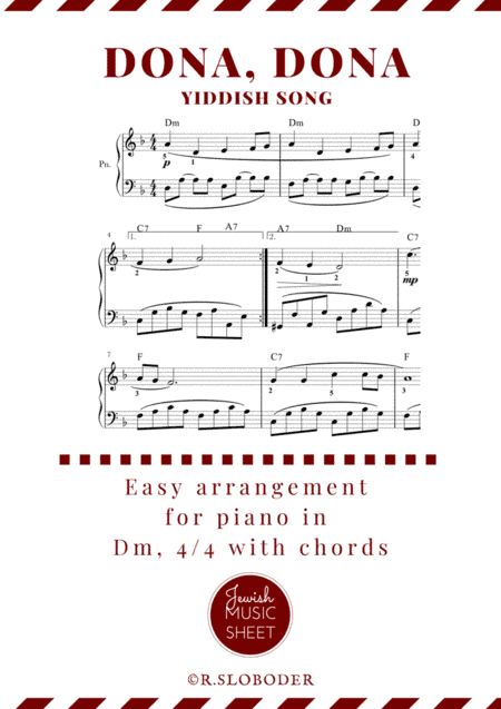 Dona, dona. Easy piano arrangement of yiddish song (arr. R.Sloboder)