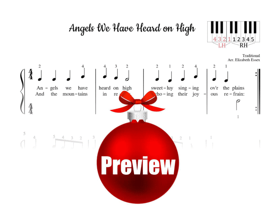 Angels We Have Heard On High - Pre-staff Finger Numbers (arr. Elizabeth Essex)