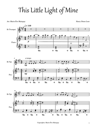 This Little Light of Mine (arr. Marie-Ève Mainguy)