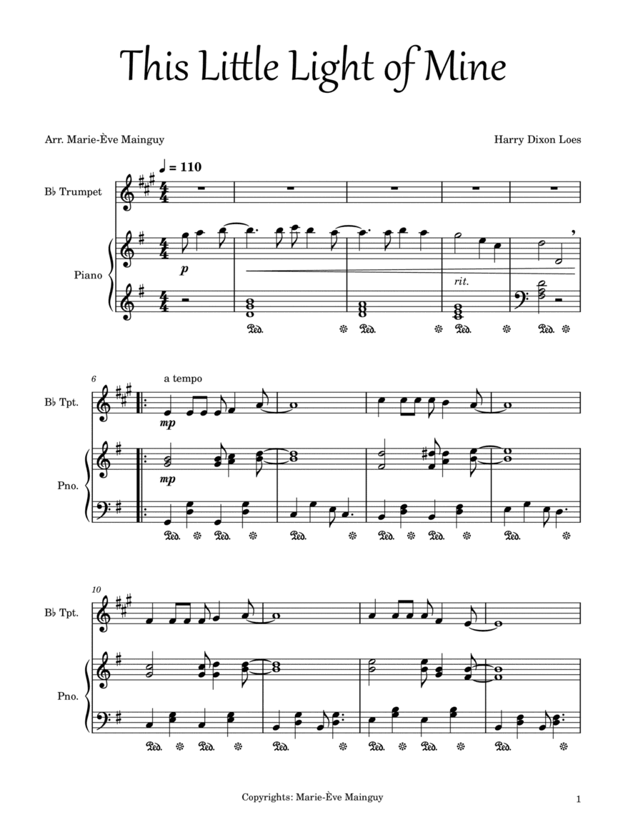 This Little Light of Mine (arr. Marie-Ève Mainguy)