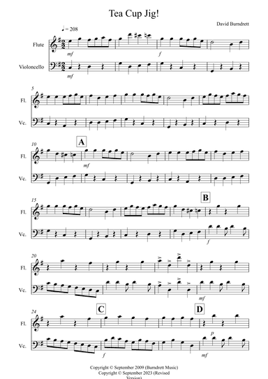 Tea Cup Jig! for Flute and Cello Duet