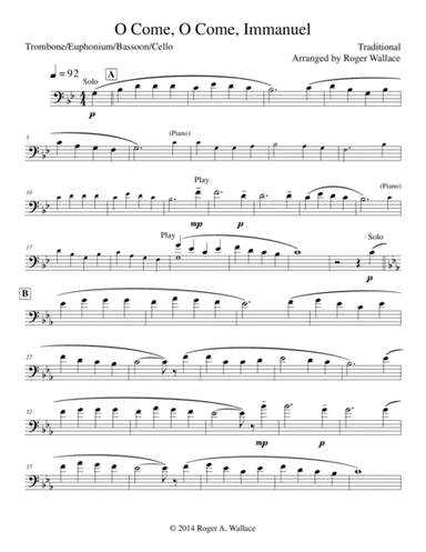O Come, O Come, Immanuel (Emmanuel) - Trombone & Piano (arr. Roger Wallace)