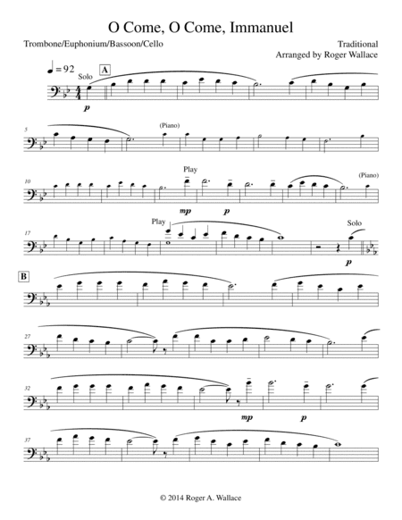 O Come, O Come, Immanuel (Emmanuel) - Trombone & Piano (arr. Roger Wallace)