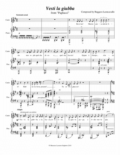 Vesti la giubba [Low Voice] (arr. Maxence Lasserre-Engberts)