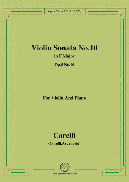 Corelli-Violin Sonata No.10 in F Major,Op.5 No.10,for Vioin&Piano (arr. MSM)