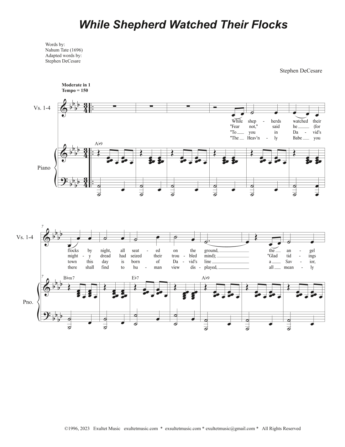 While Shepherds Watched Their Flocks By Night (Duet for Soprano and Tenor solo)