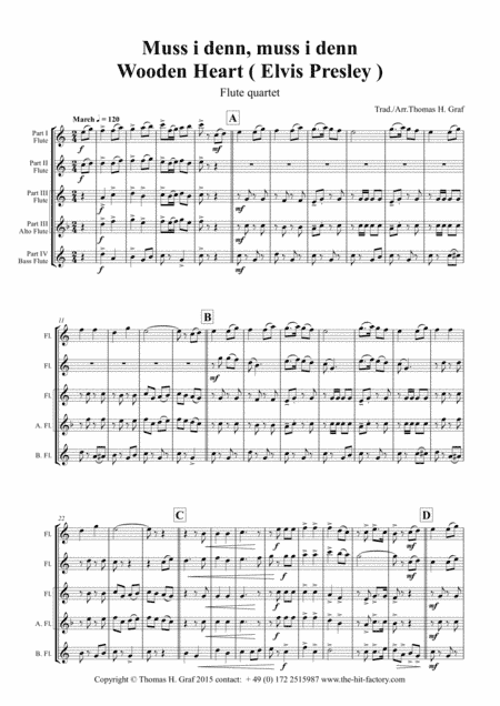 Muss i denn, muss i denn, zum Städele hinaus - Wooden Heart (Elvis Presley) - Flute Quartet (arr. Thomas H. Graf)