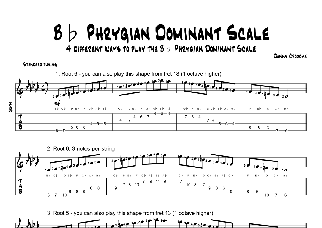 Bb Phrygian Dominant Scale (4 Ways to Play)