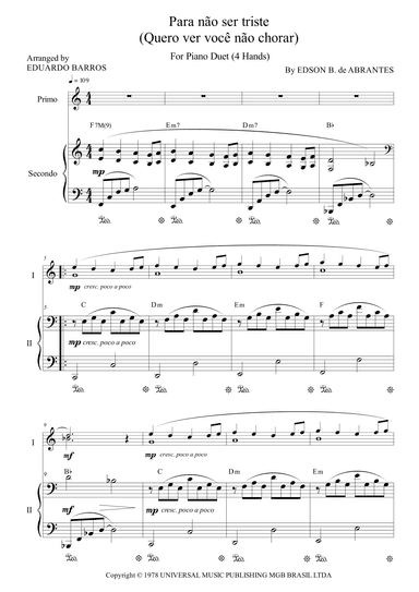 Para Nao Ser Triste (arr. Eduardo Barros)