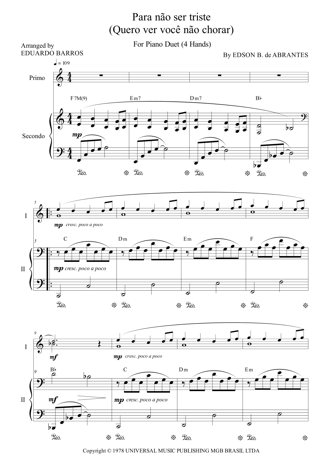 Para Nao Ser Triste (arr. Eduardo Barros)