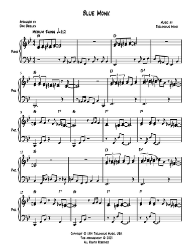 Blue Monk (arr. Dan Drizlikh)