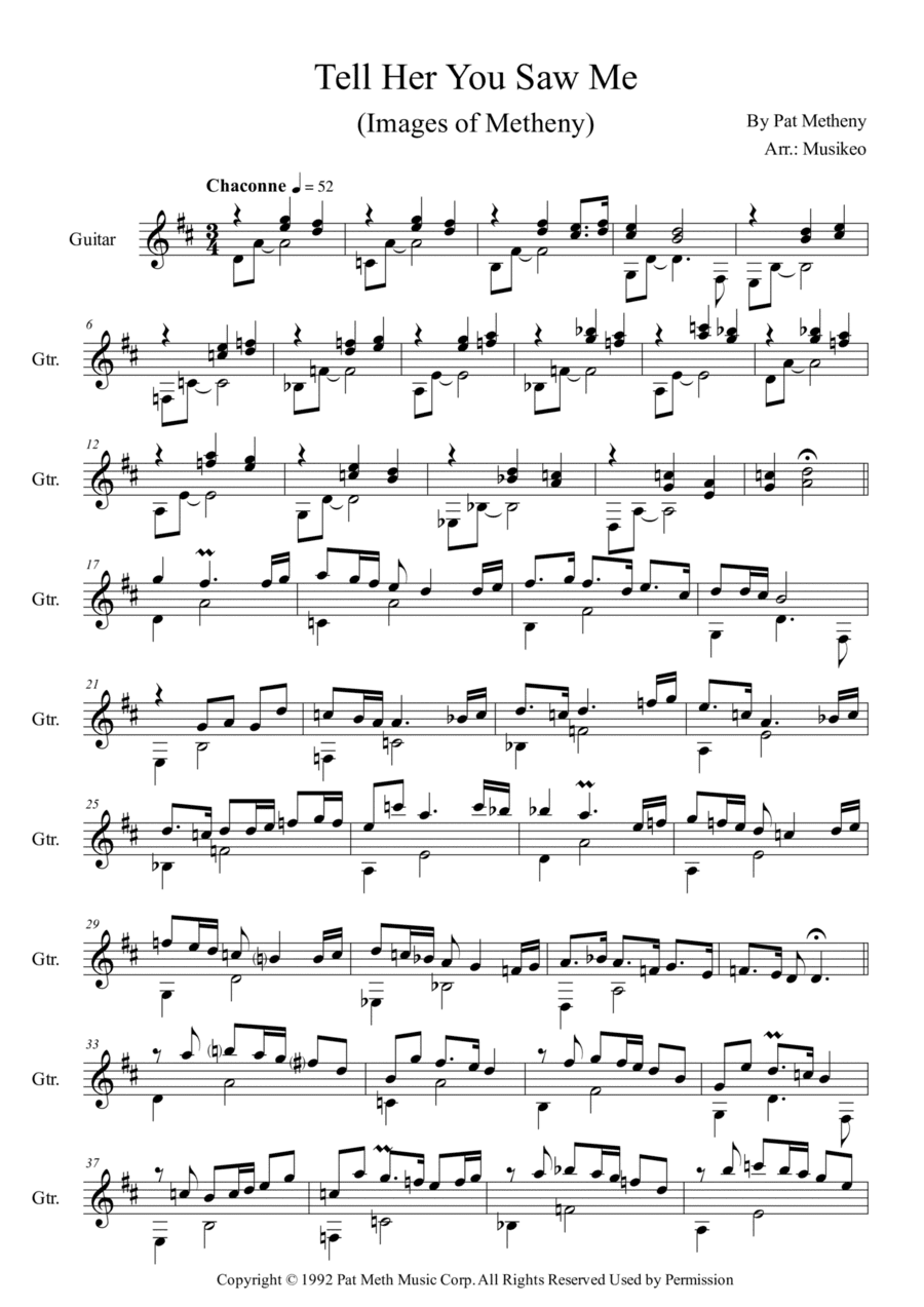 Tell Her You Saw Me (arr. Musikeo)