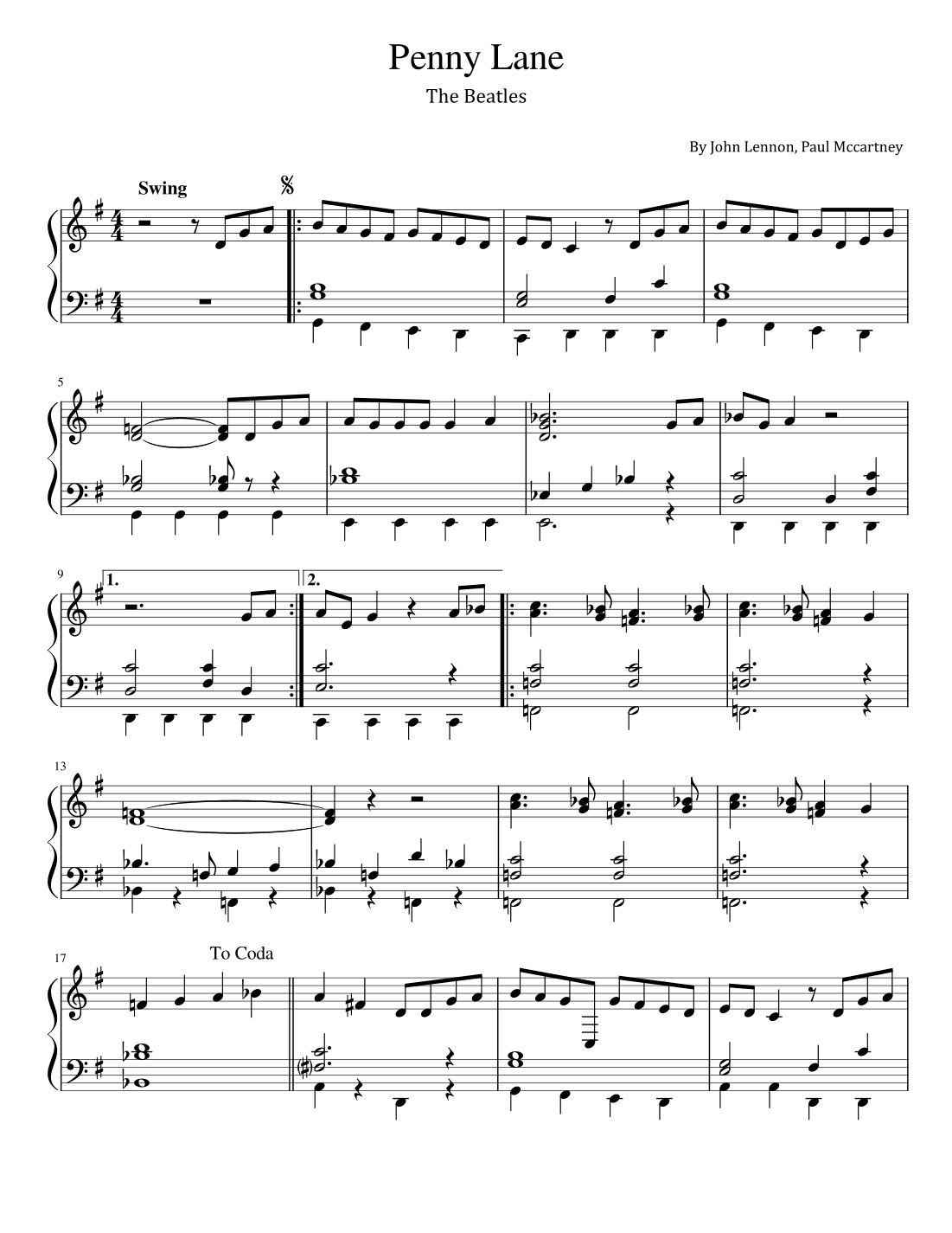 Penny Lane (arr. poon)