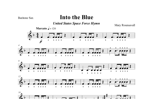 US SPACE FORCE HYMN (Into the Blue)  BARI SAX PART