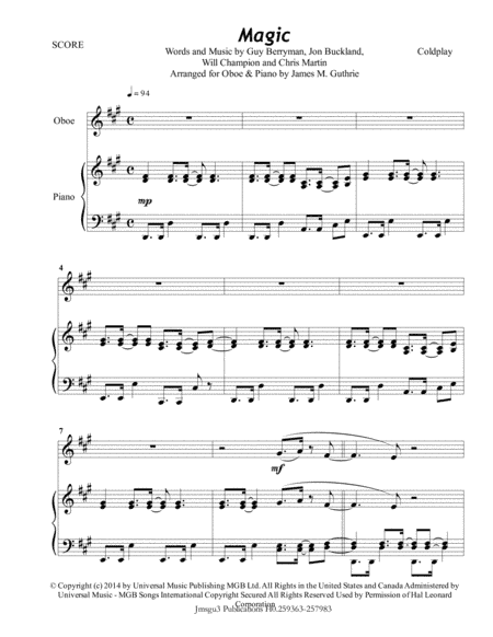 Magic (arr. James M. Guthrie, ASCAP)