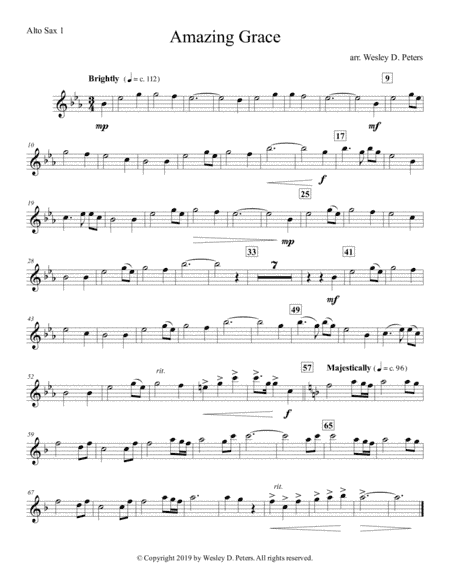 Amazing Grace (Sax Quartet) (arr. Wesley D. Peters)