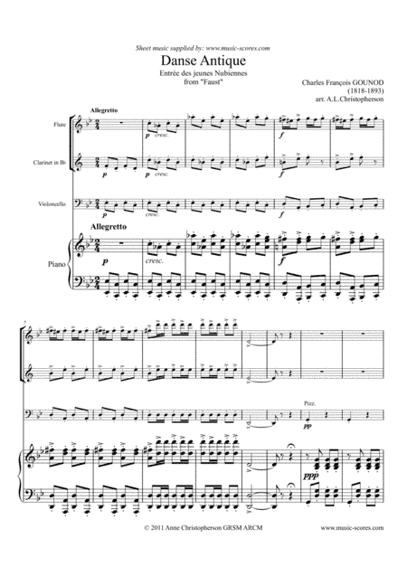 Danse Antique from Faust - Flute, Clarinet, Cello and Piano (arr. Anne Christopherson GRSM ARCM)