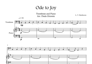 Ode the Joy ( Trombone - Piano -  Beethoven Symphony No. 9 ) BEGINNER (arr. Duda Oriontte)
