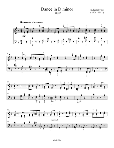 Kabalevsky Dance in D minor Op.27 (arr. Ben Choupak)