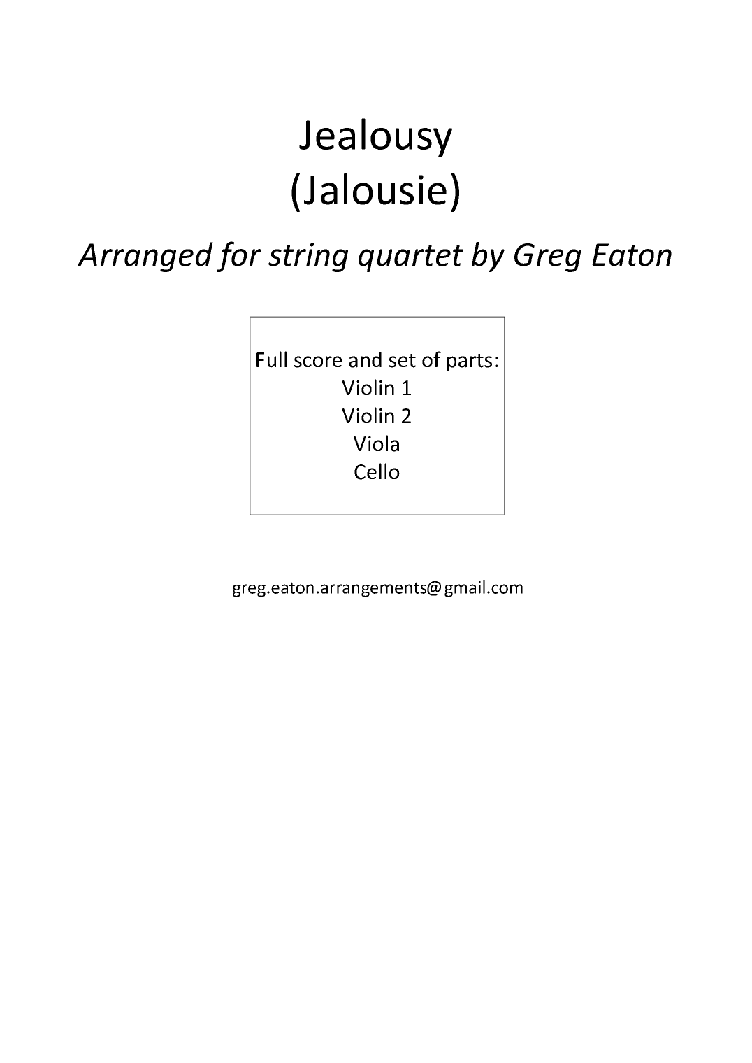 Jalousie (tango Tzigane) (arr. Greg Eaton)
