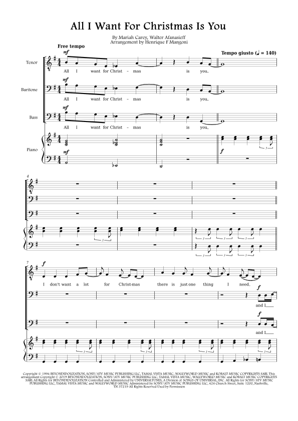 All I Want For Christmas Is You (arr. Henrique F Mangoni)
