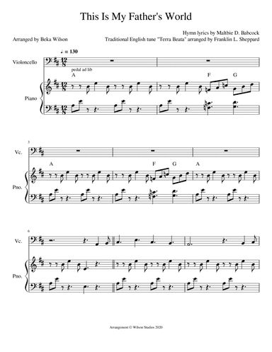 This Is My Father's World--cello solo (arr. Beka Wilson)