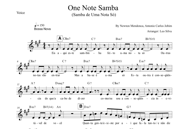 One Note Samba (samba De Uma Nota So) (arr. Leo Silva)