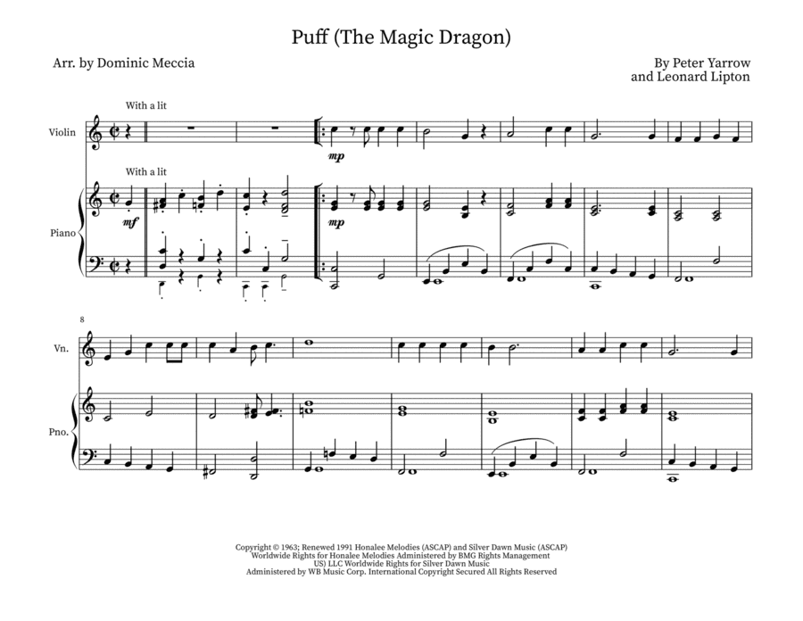 Puff The Magic Dragon (arr. Dominic Meccia)
