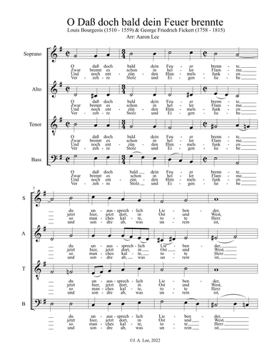 O Daß doch bald dein Feuer brennte  (SATB, a cappella)