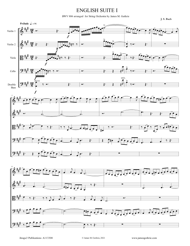 BACH: Six English Suites Complete BWV 806-811 for String Orchestra (arr. James M. Guthrie)