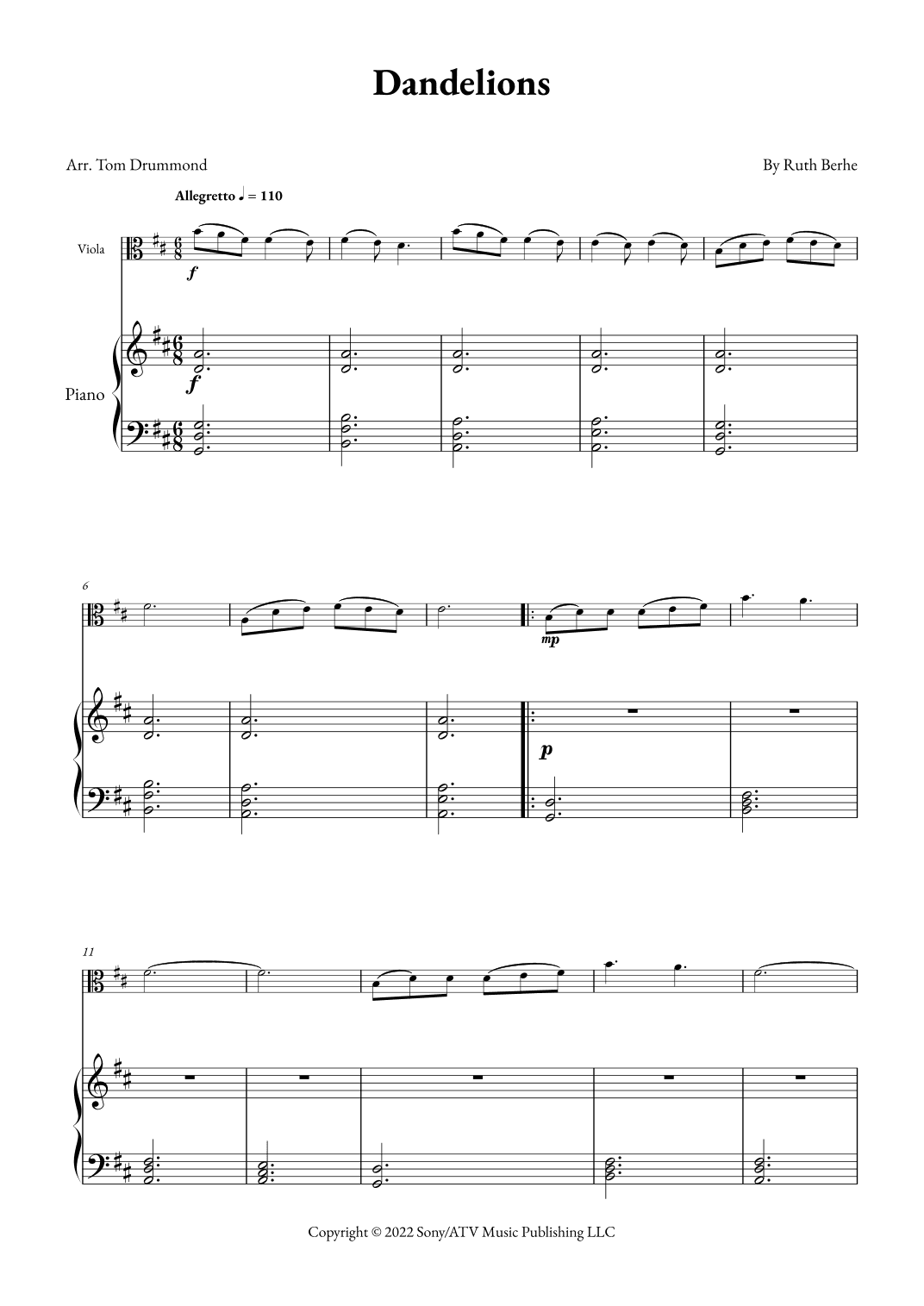 Dandelions (arr. Tom Drummond)