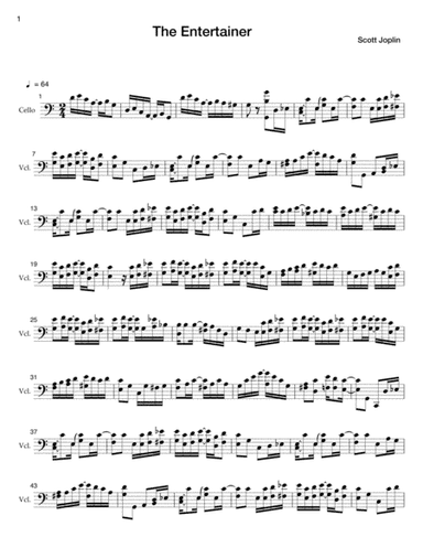 The Entertainer for Solo Cello (arr. Lawrence Figg)
