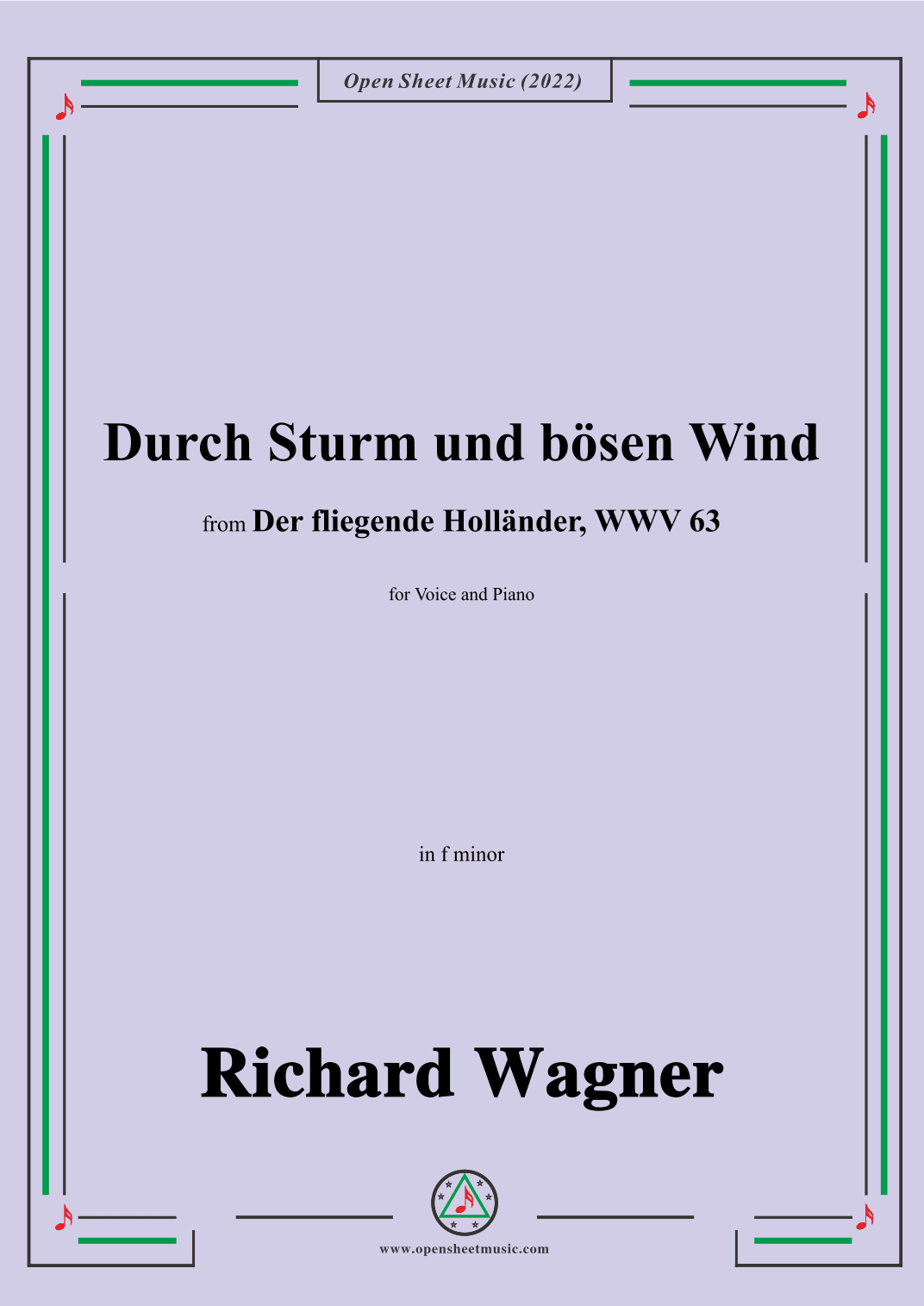 R. Wagner-Durch Sturm und bösen Wind,in f minor,from Der fliegende Hollander,WWV 63 (arr. OSM Press)