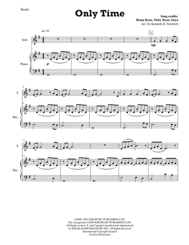 Only Time (arr. Kenneth D. Friedrich)