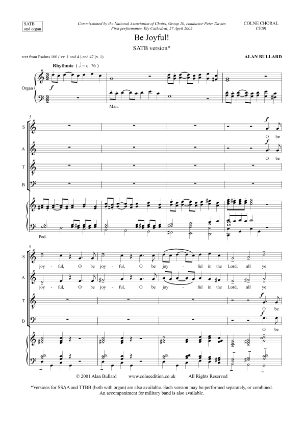 Be Joyful! (for SATB and organ)