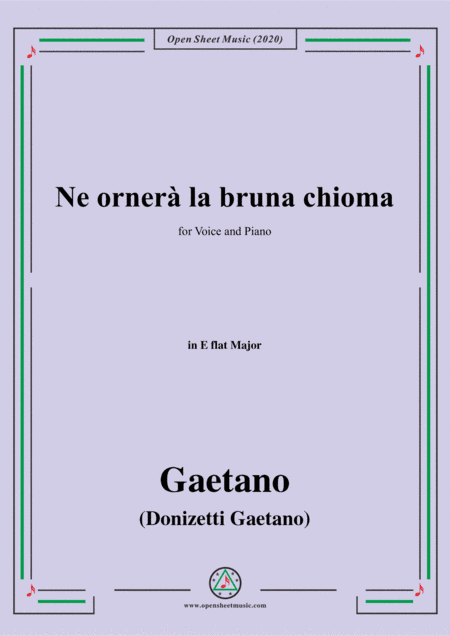 Donizetti-Ne ornera la bruna chioma,in E flat Major,for Voice and Piano (arr. MSM)