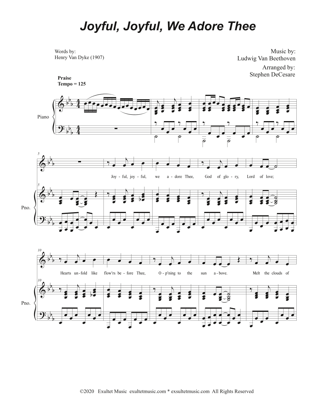 Joyful, Joyful, We Adore Thee (Vocal solo) (arr. Stephen DeCesare)