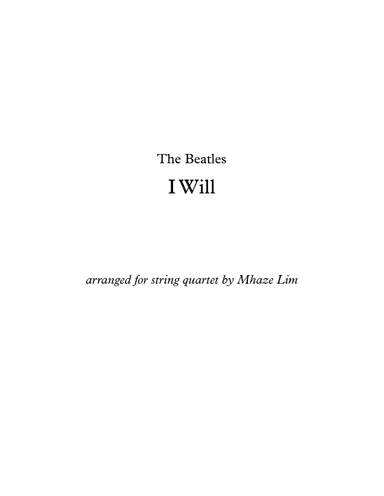 I Will (arr. Mhaze Lim)