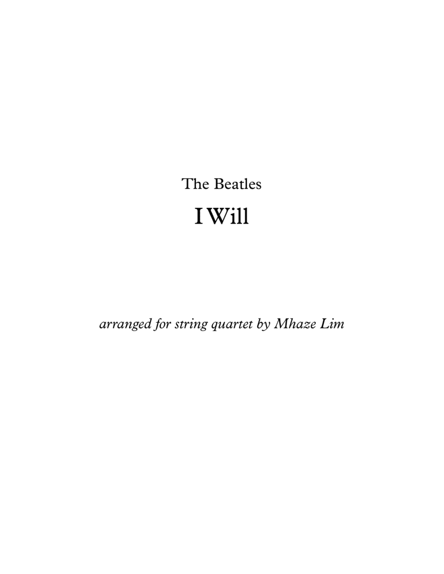 I Will (arr. Mhaze Lim)