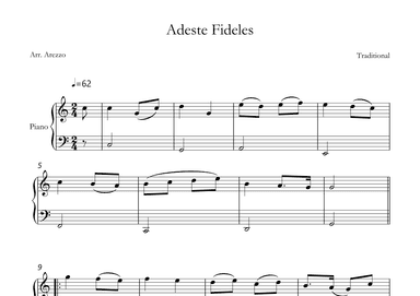 adeste fideles easy piano sheet music (arr. Arezzo Music)