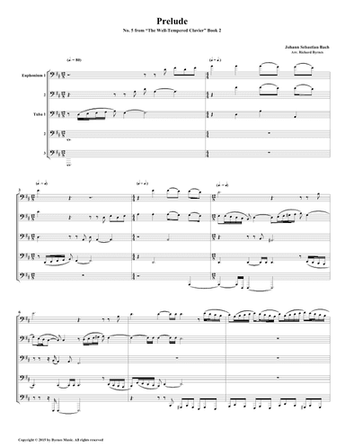 Prelude 05 from Well-Tempered Clavier, Book 2 (Tuba-Euphonium Quintet) (arr. Richard Byrnes)