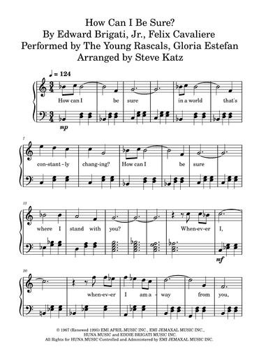 How Can I Be Sure (arr. Steve Katz)