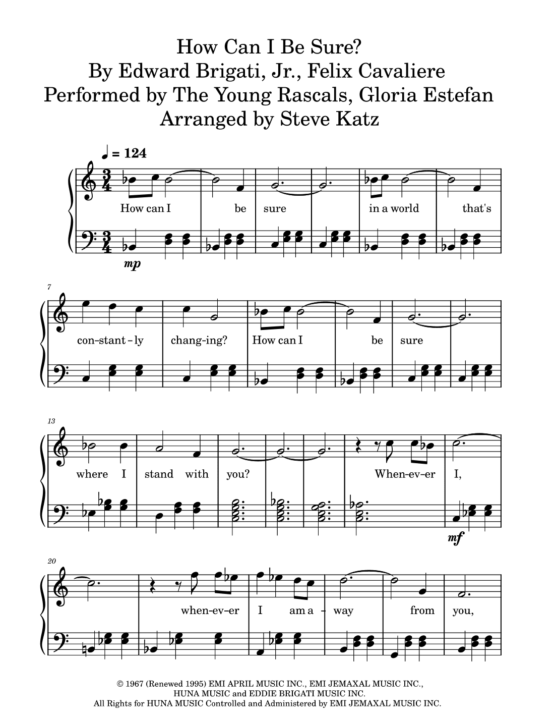 How Can I Be Sure (arr. Steve Katz)