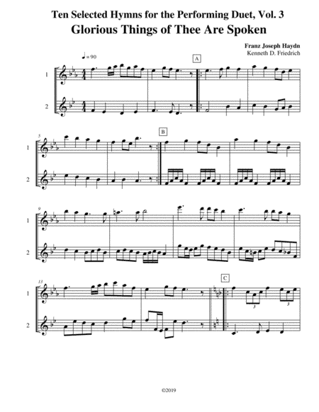 Ten Selected Hymns for the Performing Duet, Vol. 3 - flute and horn (arr. Kenneth D. Friedrich)