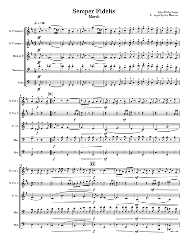 Semper Fidelis March for Brass Quintet (arr. Ian Meacom)