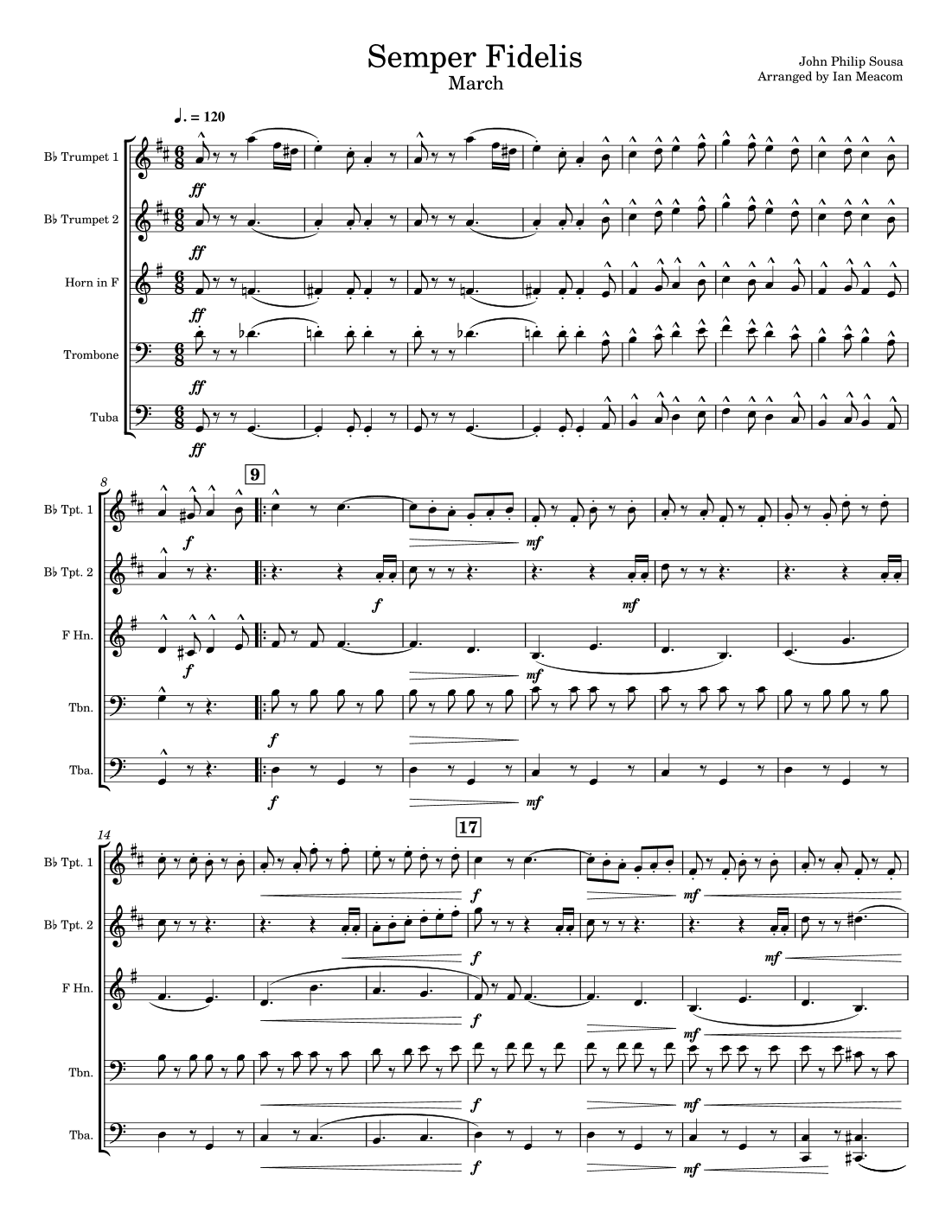 Semper Fidelis March for Brass Quintet (arr. Ian Meacom)