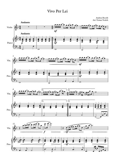 Vivo Per Lei (arr. Tomaz Nedoh)