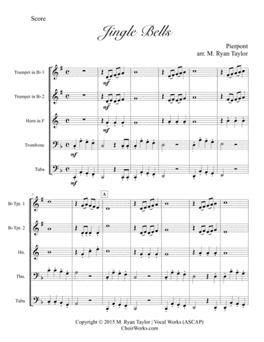 Jingle Bells for Brass Quintet : Score & Parts (arr. M. Ryan Taylor)