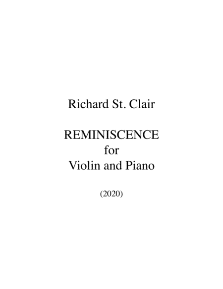 REMINISCENCE for Violin and Piano (2020) - SCORE & PART