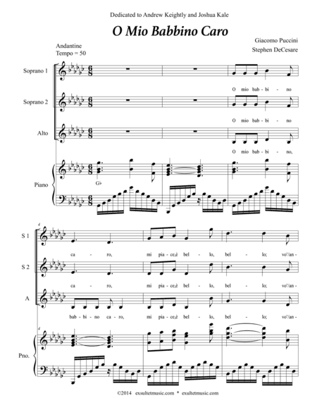 O Mio Babbino Caro (for SSA Voicing) (arr. Stephen DeCesare)